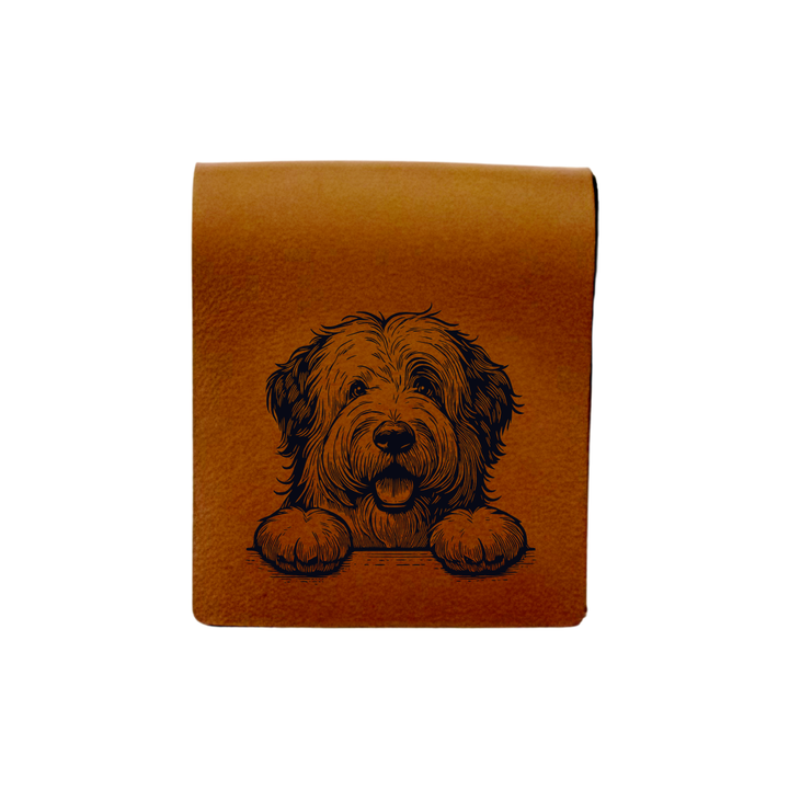 Old English Sheepdog Paws Engraved Genuine Leather Magnetic Bookmark