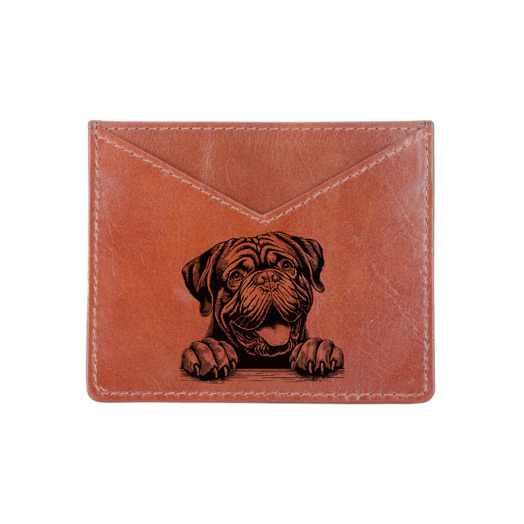 Dogue De Bordeaux Paws Engraved Genuine Leather Cardholder
