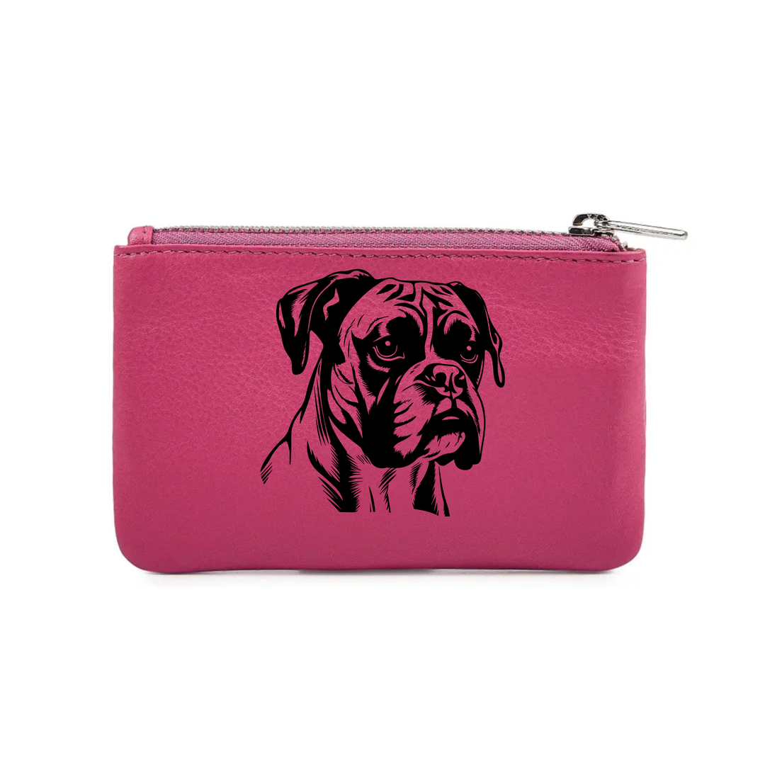 Boxer Face Engraved Genuine Leather Coin Purse (Multiple Colour Options)