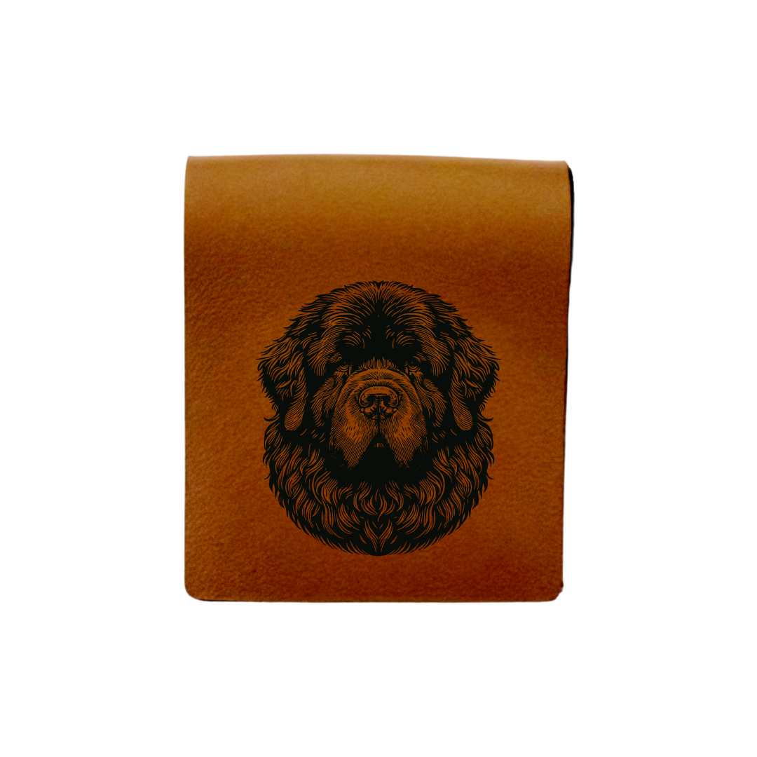 Newfoundland Face Engraved Genuine Leather Magnetic Bookmark