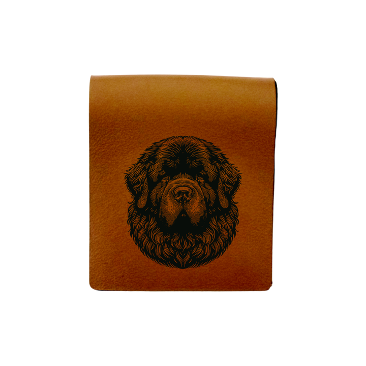 Newfoundland Face Engraved Genuine Leather Magnetic Bookmark
