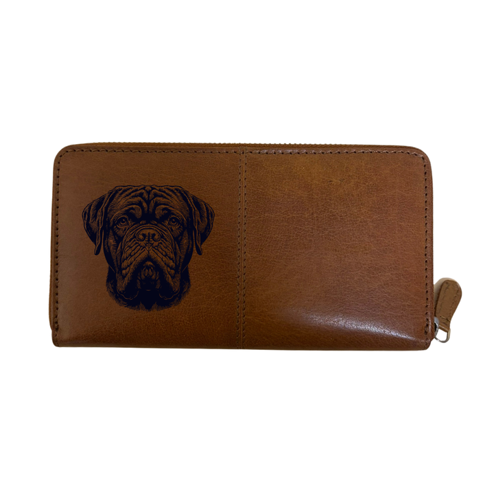 Dogue De Bordeaux Face Engraved Large Leather Purse