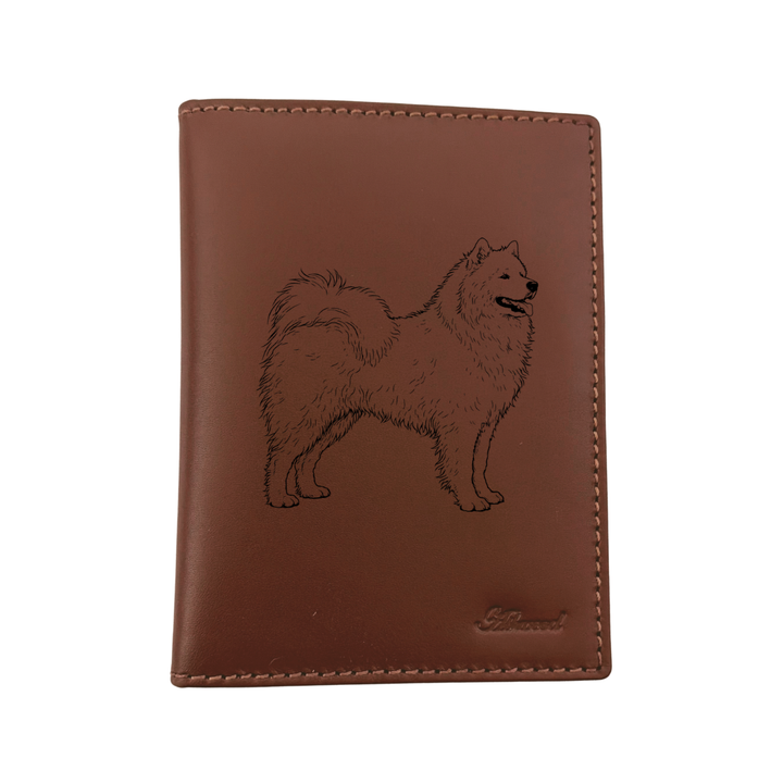 Samoyed Standing Engraved Leather Passport Cover