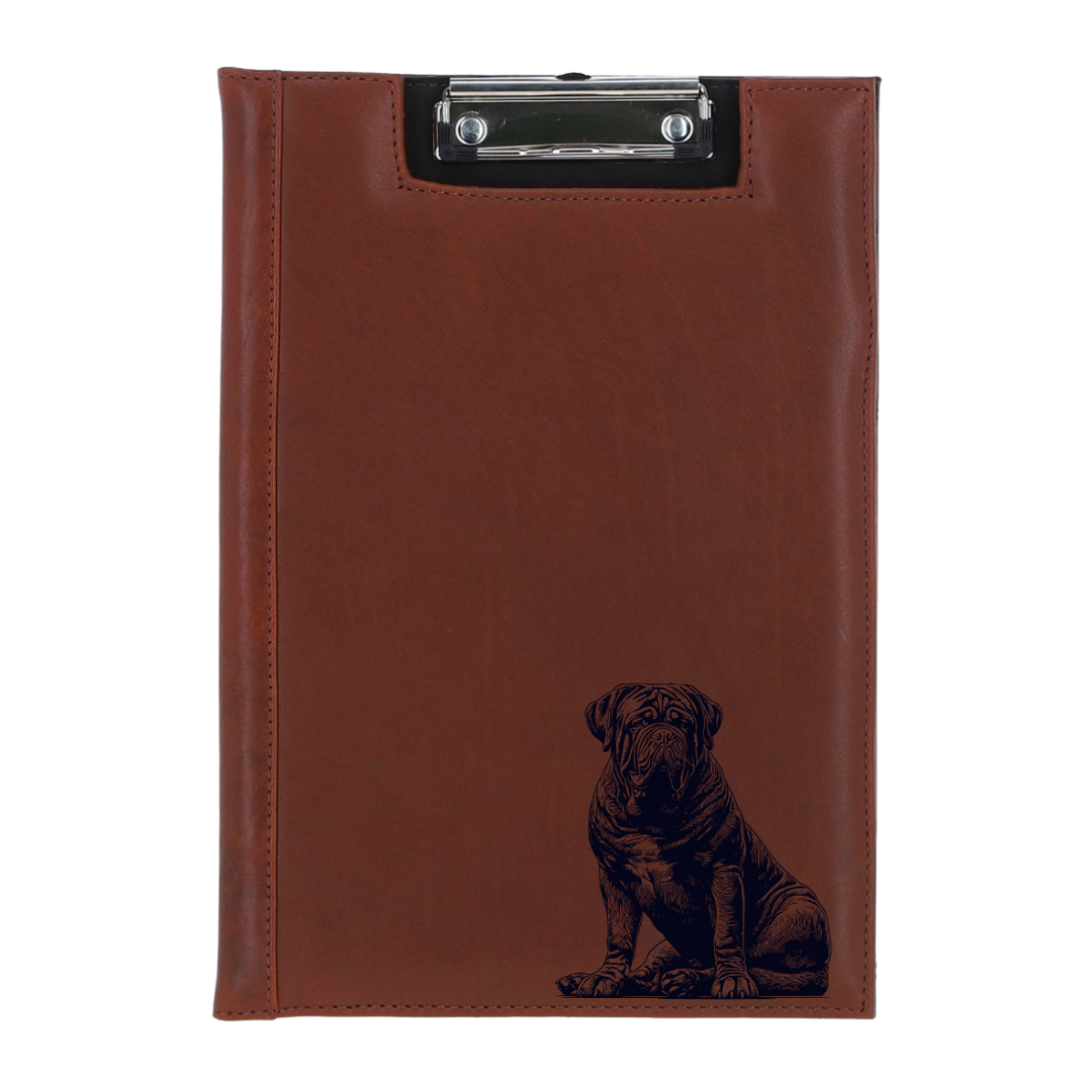 Dogue De Bordeaux Sitting Engraved Leather Clipboard
