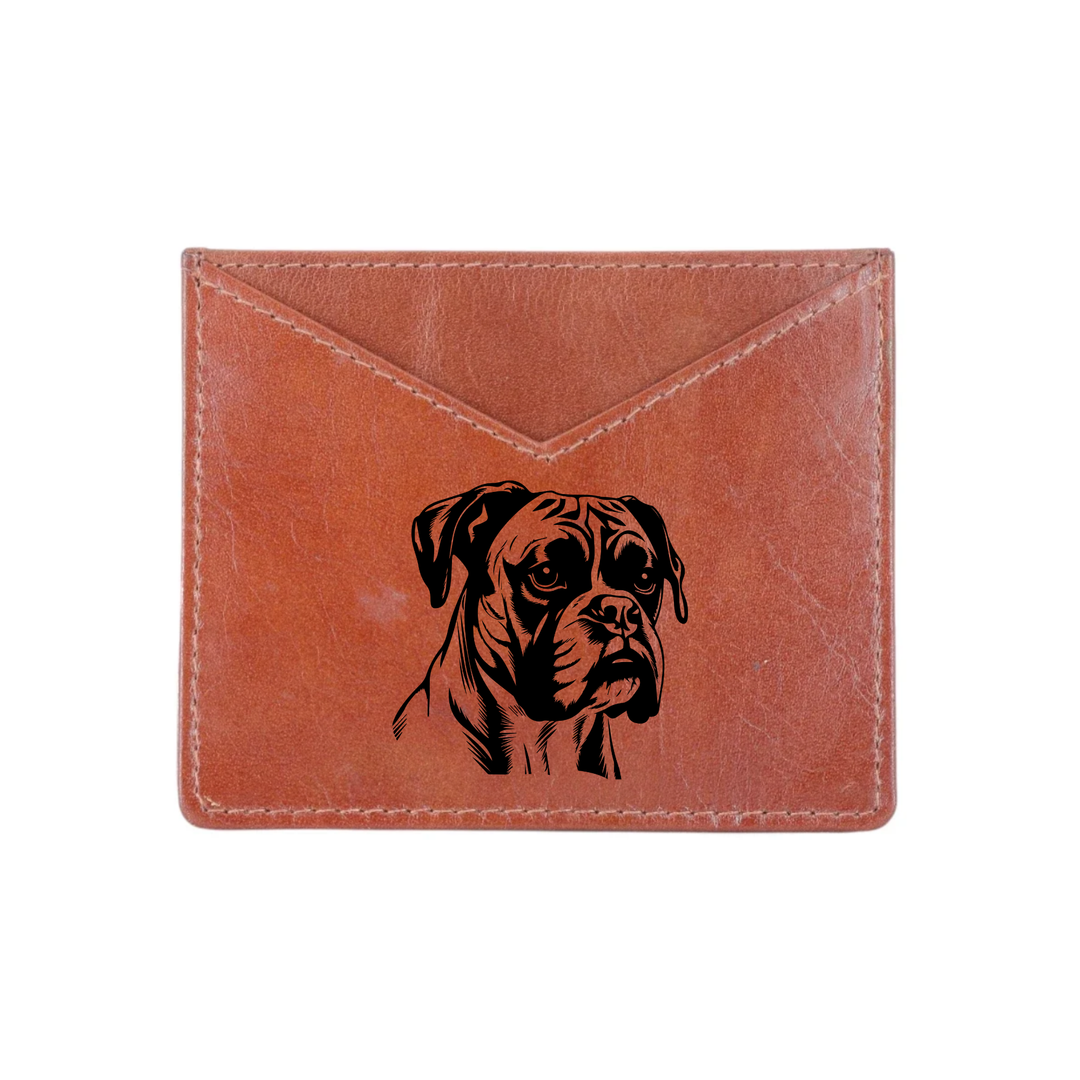Boxer Engraved Genuine Leather Cardholder