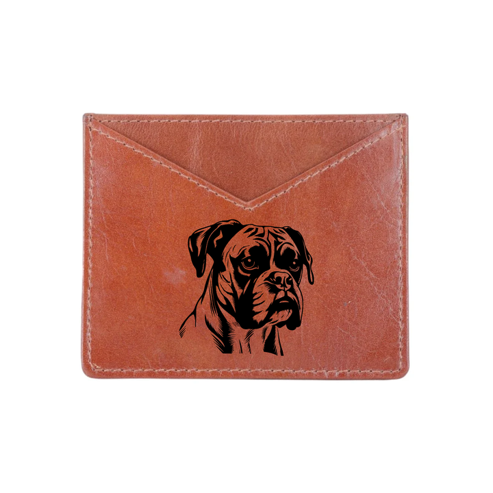 Boxer Engraved Genuine Leather Cardholder