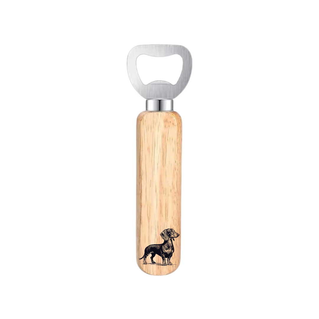 Dachshund Standing Engraved Wooden Bottle Opener