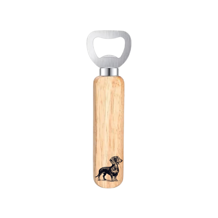 Dachshund Standing Engraved Wooden Bottle Opener