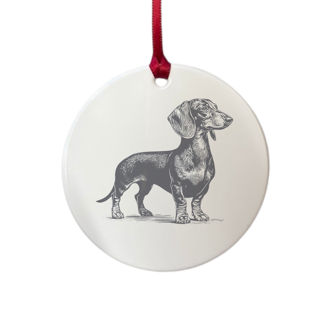 Personalised Dachshund Standing Engraved White Acrylic Decoration