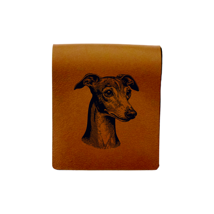 Italian Greyhound SP Face Engraved Genuine Leather Magnetic Bookmark