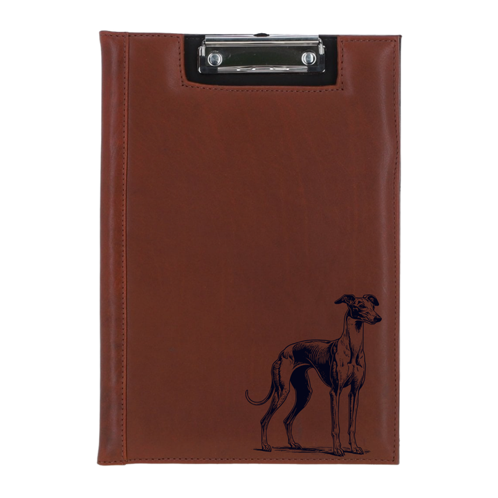 Italian Greyhound Standing Engraved Leather Clipboard