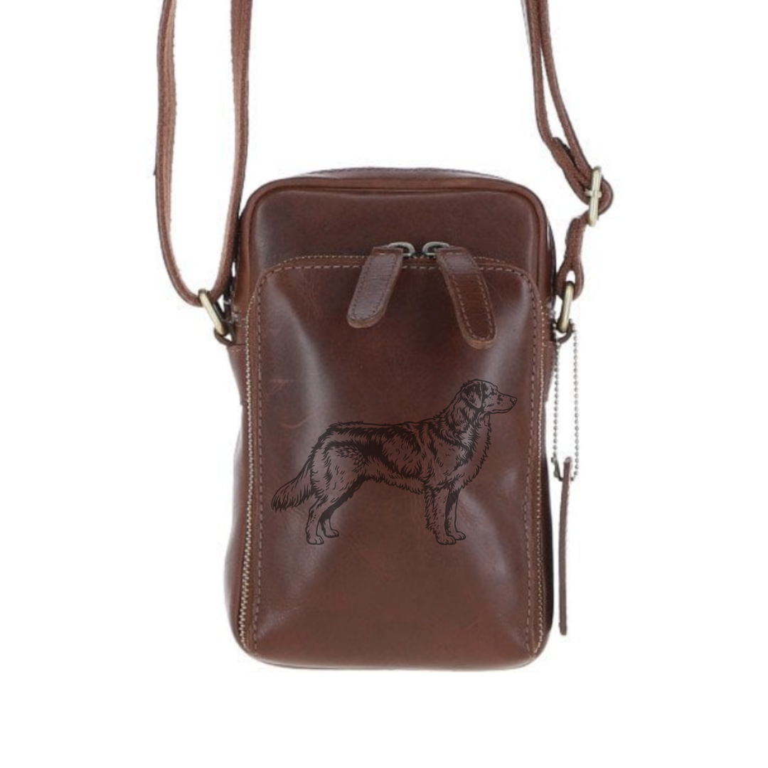 Personalised Nova Scotia Duck Tolling Retriever Toller Standing Leather Compact Crossbody Bag