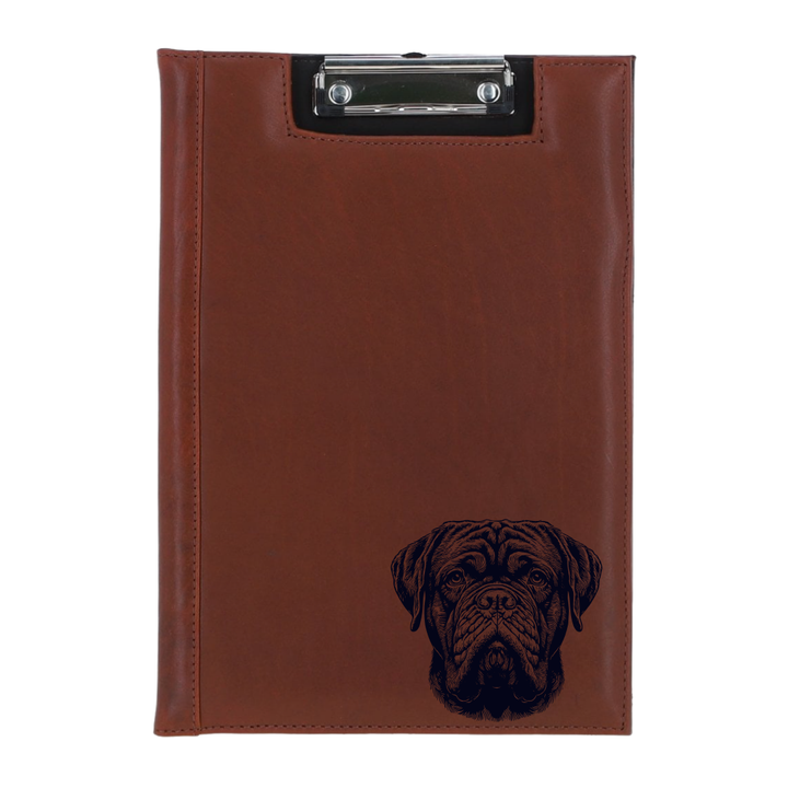 Dogue De Bordeaux Face Engraved Leather Clipboard