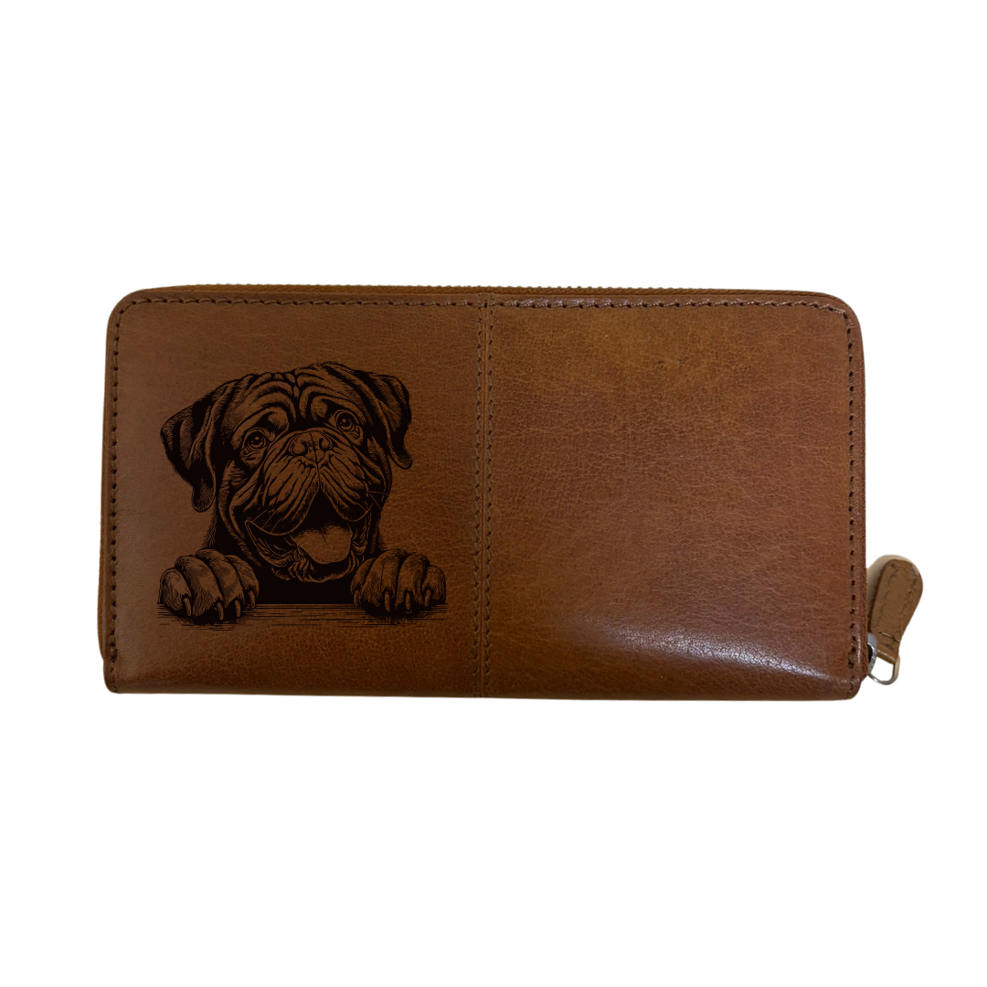 Dogue De Bordeaux Paws Engraved Large Leather Purse
