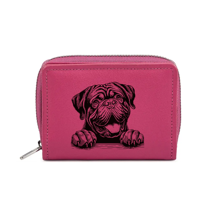 Dogue De Bordeaux Paws Engraved Small Leather Purse (Green/Pink/Blue/Red)