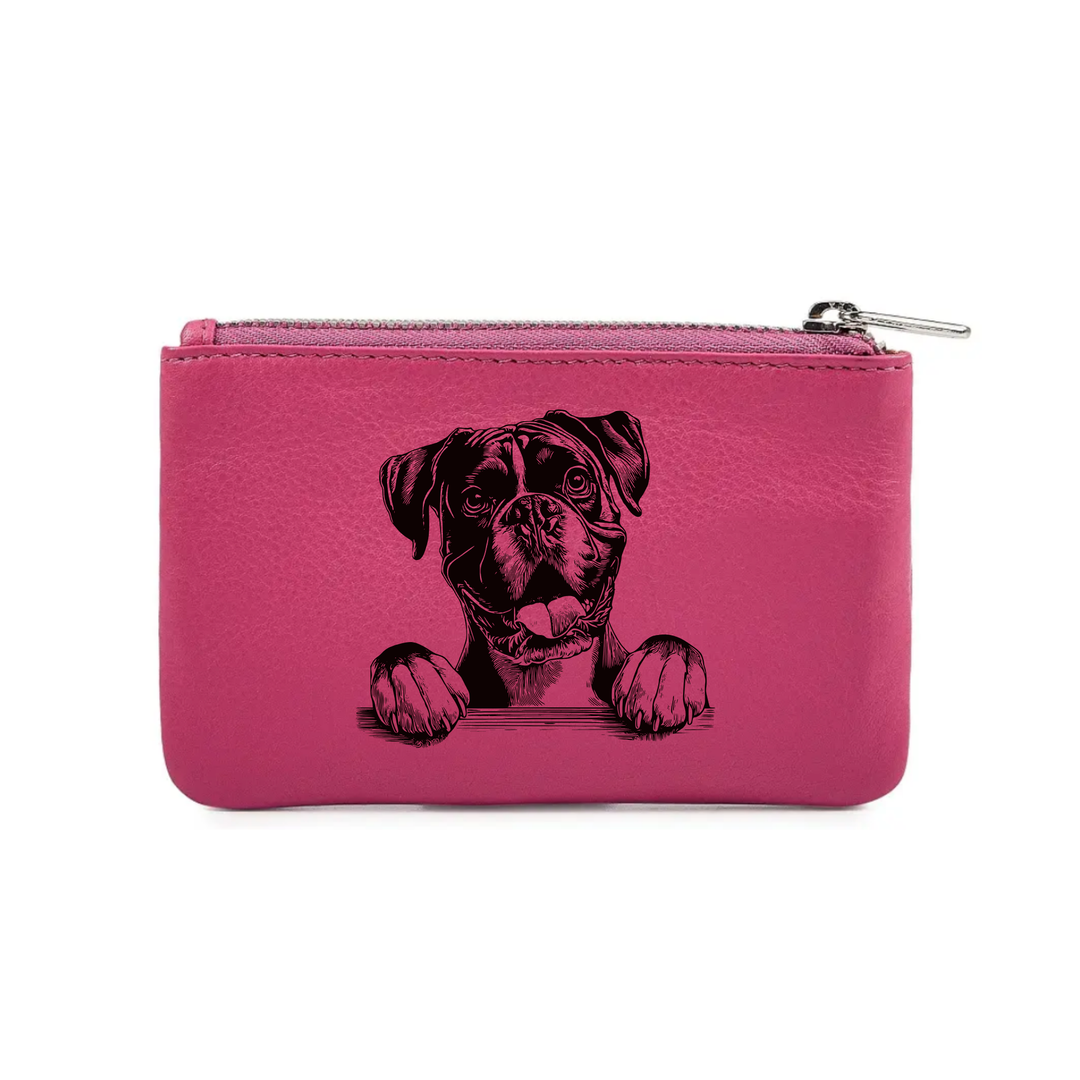 Boxer Paws Engraved Genuine Leather Coin Purse (Multiple Colour Options)