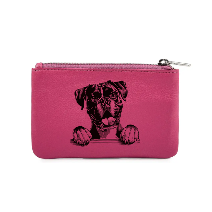 Boxer Paws Engraved Genuine Leather Coin Purse (Multiple Colour Options)