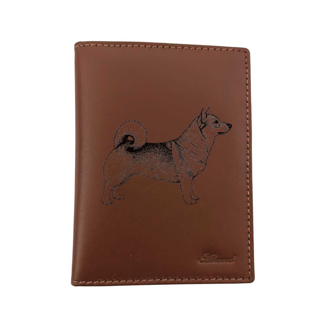 Swedish Vallhund Standing Engraved Leather Passport Cover