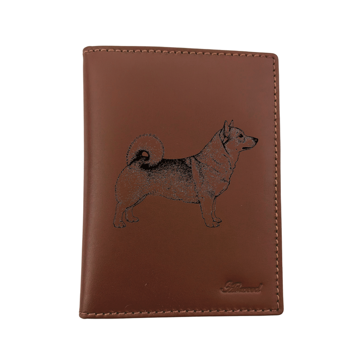 Swedish Vallhund Standing Engraved Leather Passport Cover