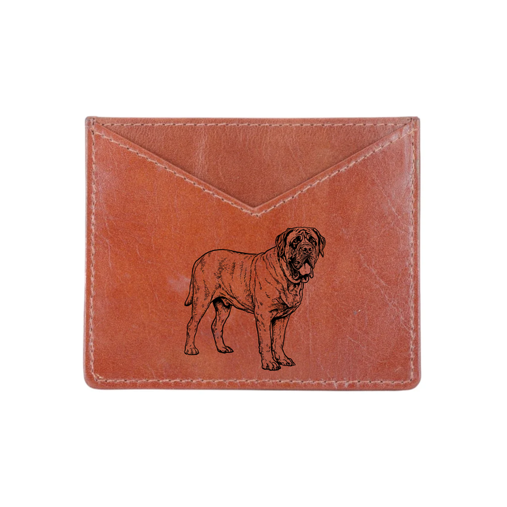 English Mastiff Engraved Genuine Leather Cardholder
