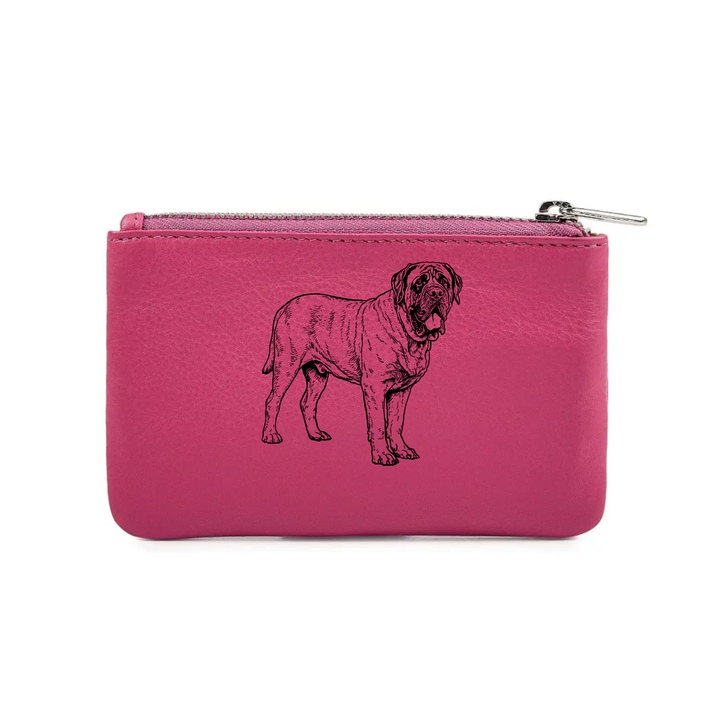 English Mastiff Engraved Genuine Leather Coin Purse (Multiple Colour Options)