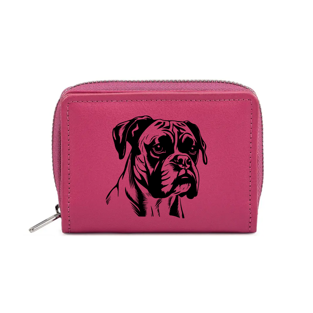 Boxer Engraved Small Leather Purse (Green/Pink/Blue/Red)