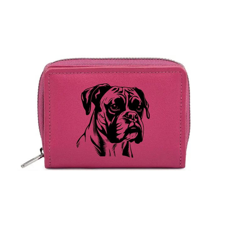 Boxer Engraved Small Leather Purse (Green/Pink/Blue/Red)