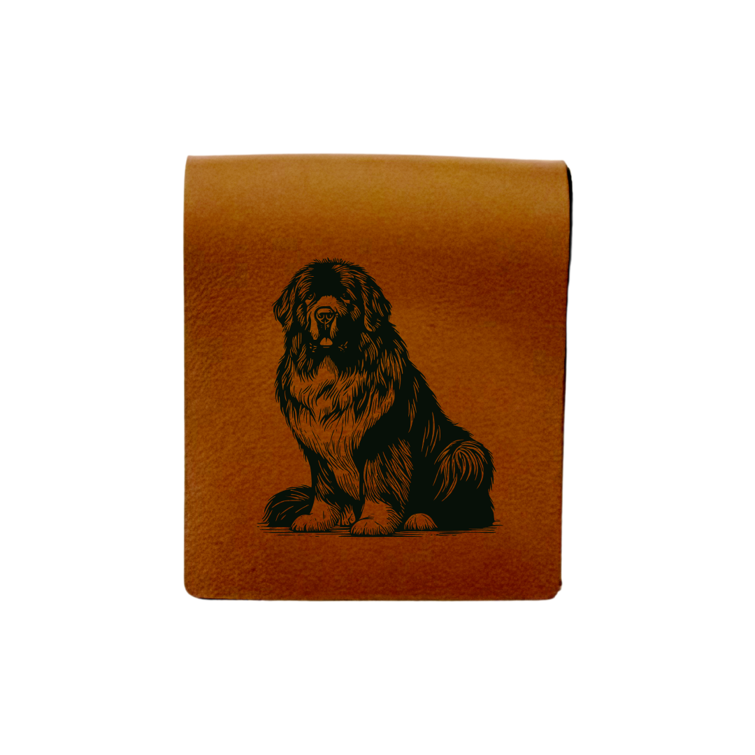 Newfoundland Sitting Engraved Genuine Leather Magnetic Bookmark