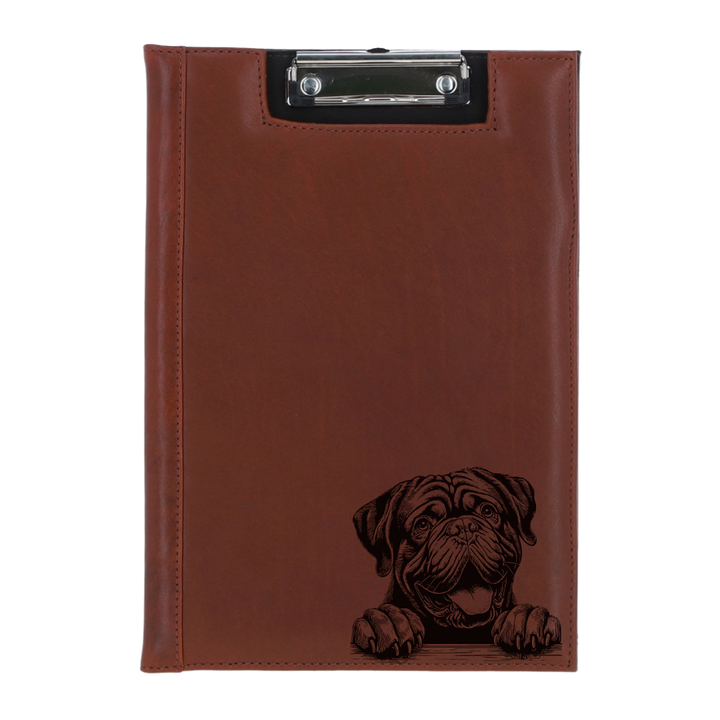 Dogue De Bordeaux Paws Engraved Leather Clipboard