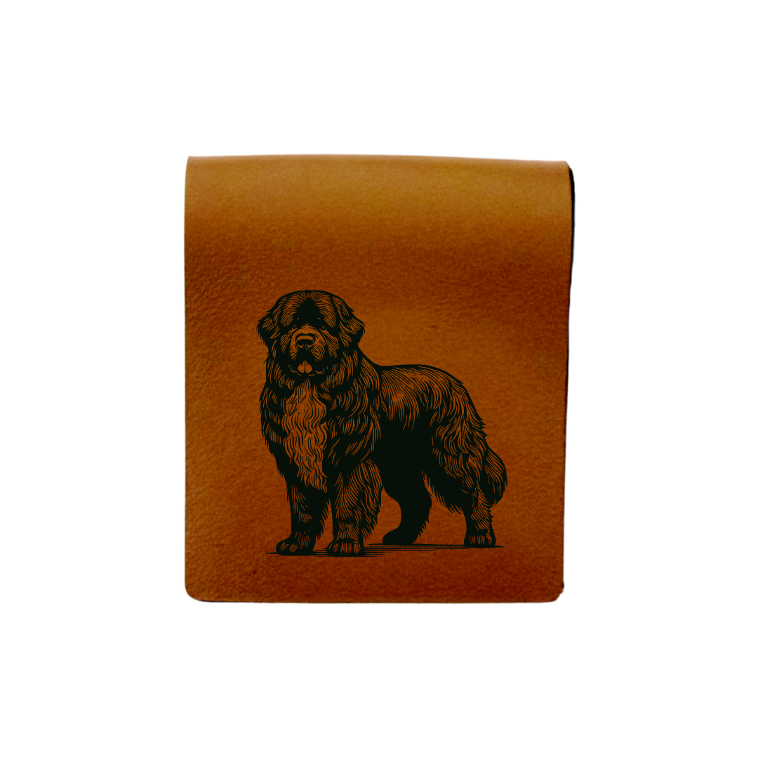 Newfoundland Standing Engraved Genuine Leather Magnetic Bookmark