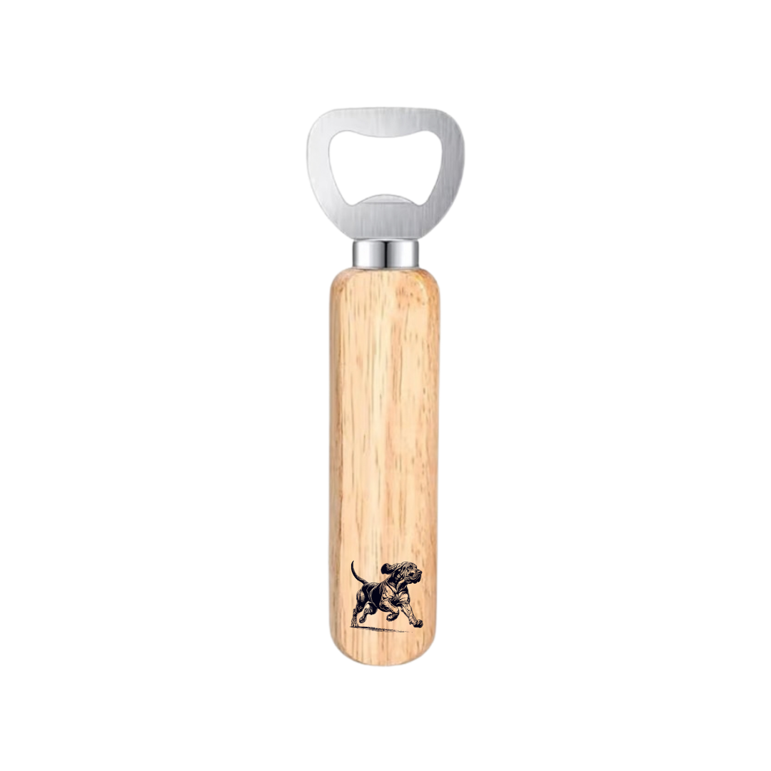Bloodhound Running Engraved Wooden Bottle Opener