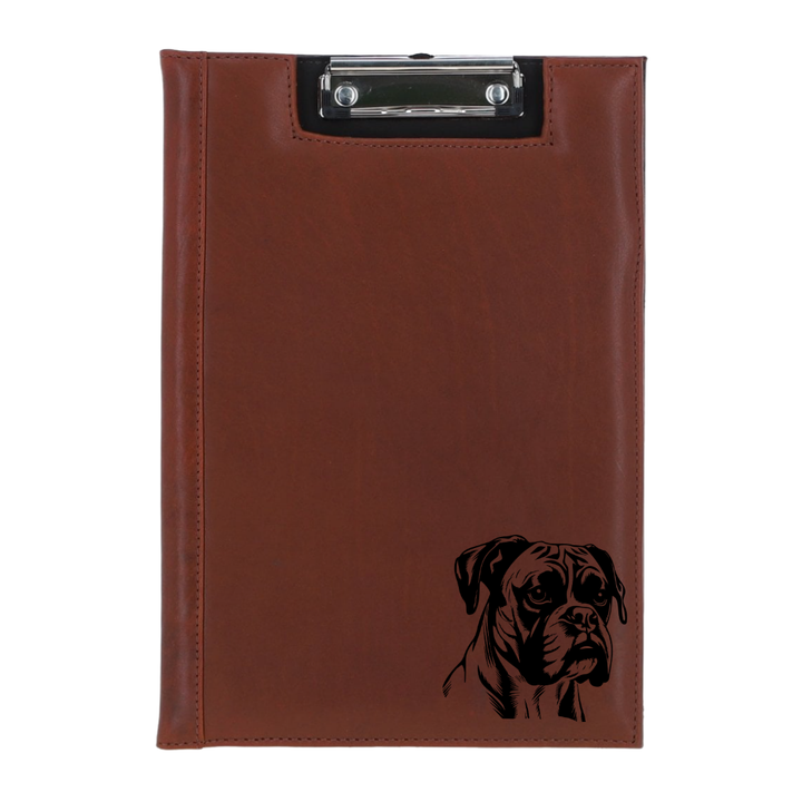 Boxer Face Engraved Leather Clipboard