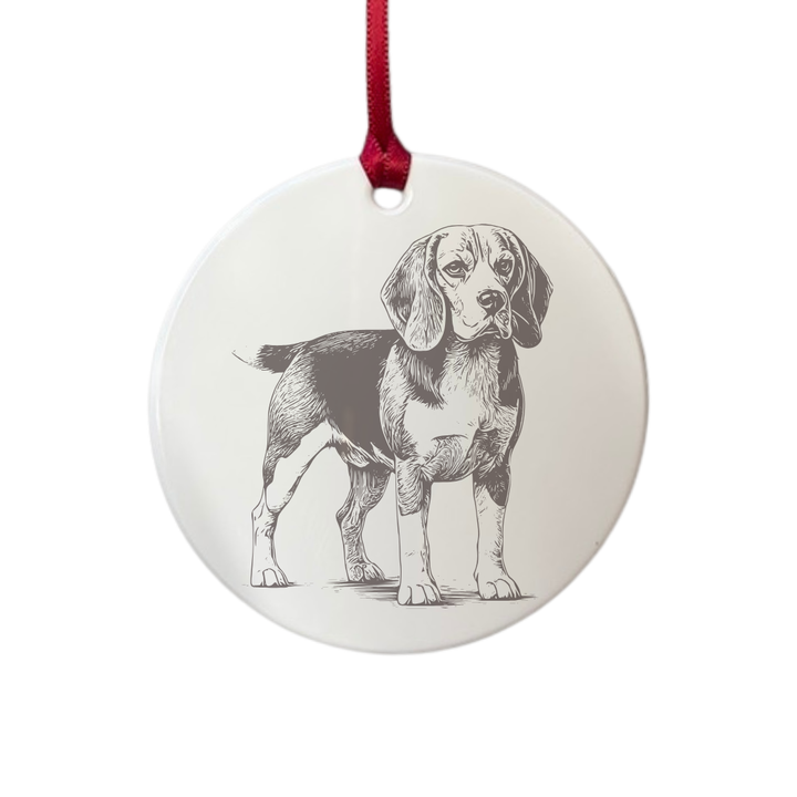 Personalised Beagle Standing Engraved White Acrylic Decoration