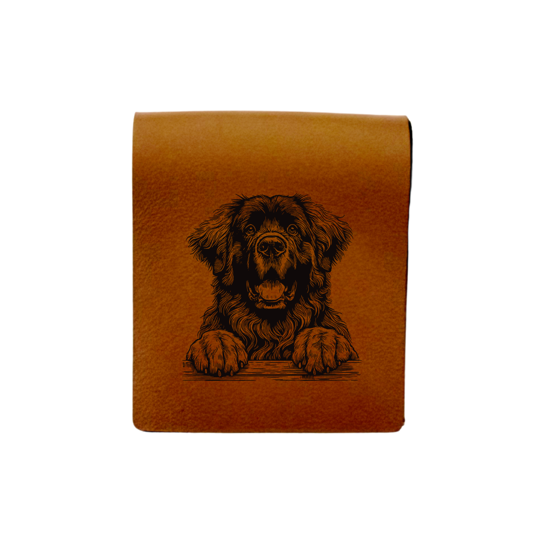 Leonberger Paws Engraved Genuine Leather Magnetic Bookmark