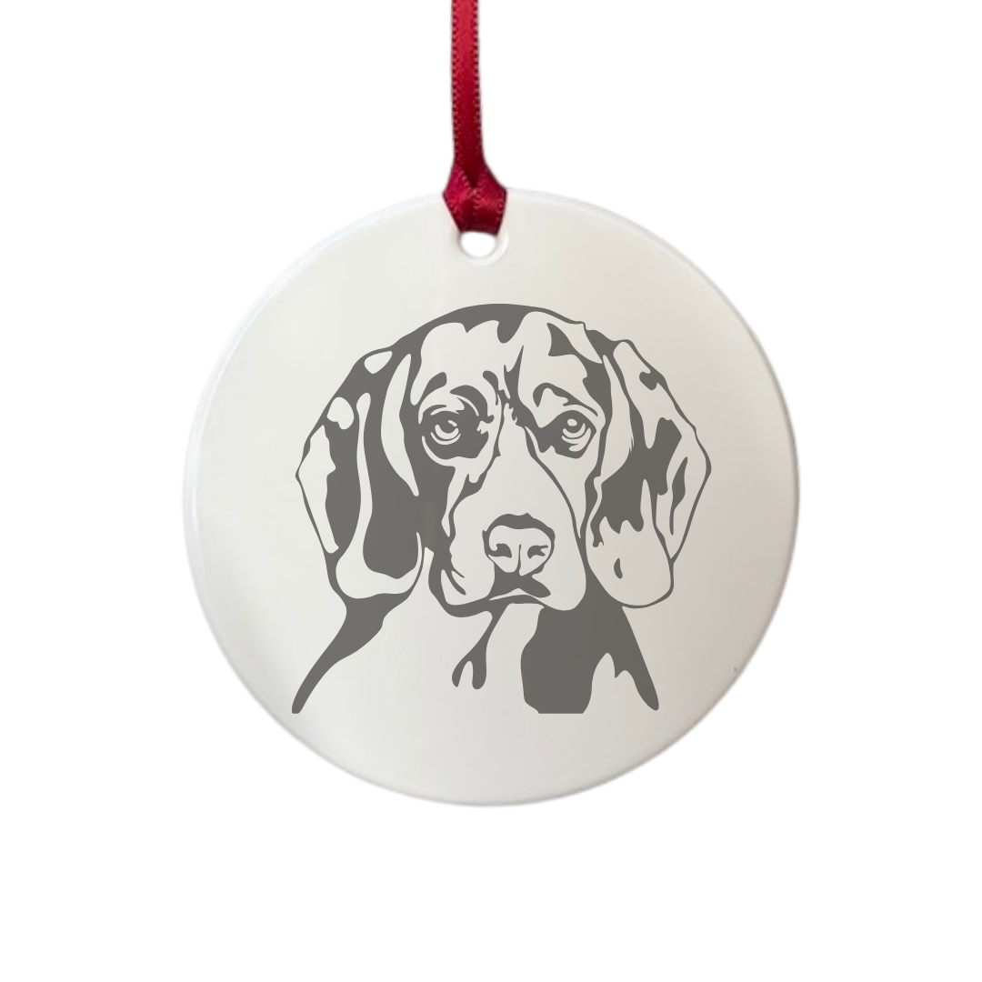 Personalised Beagle Face Engraved White Acrylic Decoration
