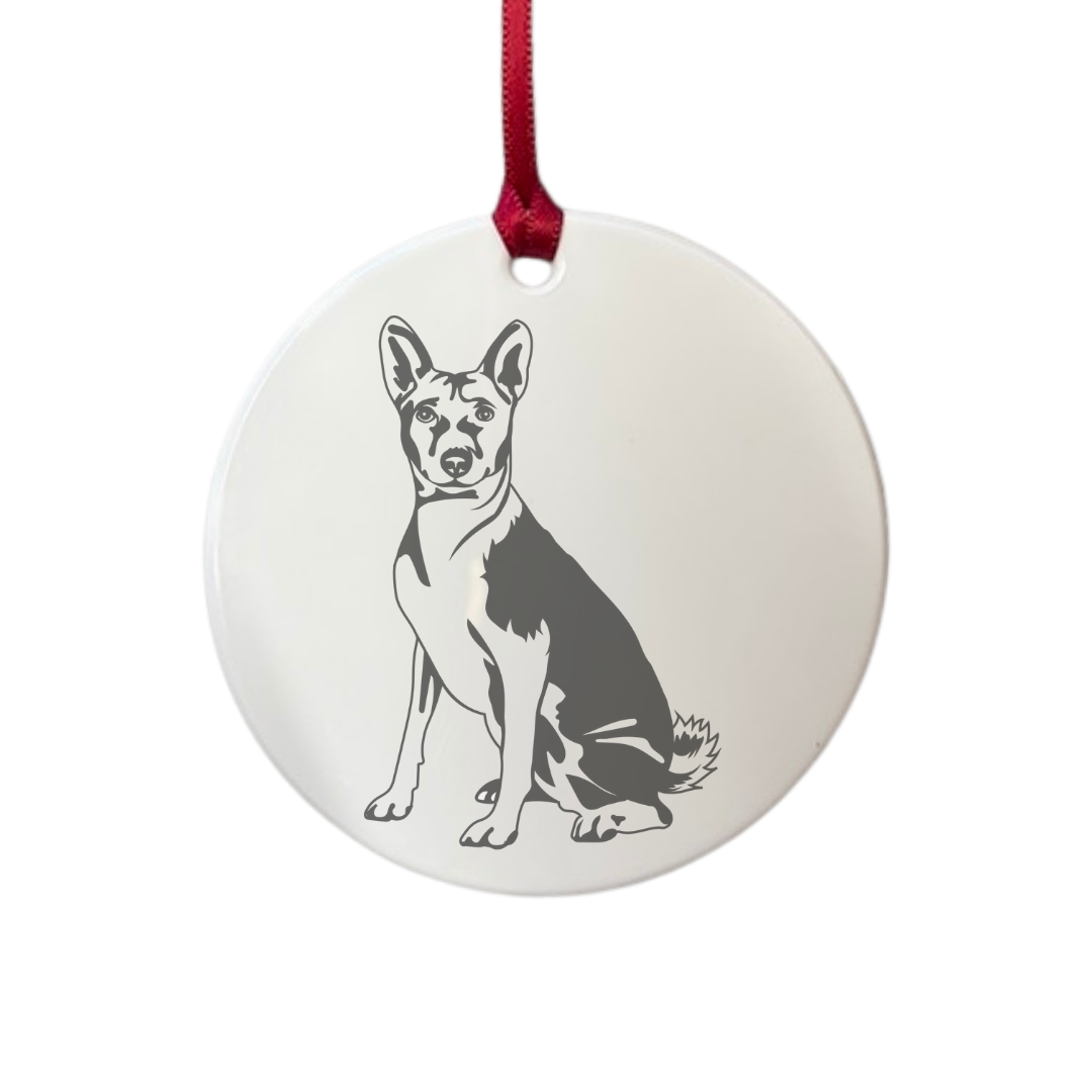 Personalised Australian Kelpie Engraved White Acrylic Decoration