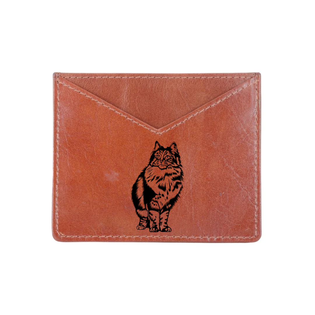 Norwegian Forest Cat Engraved Genuine Leather Cardholder