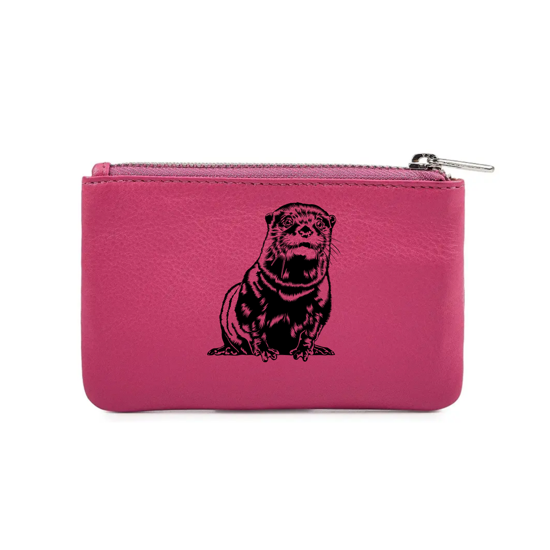 Otter Engraved Genuine Leather Coin Purse (Multiple Colour Options)