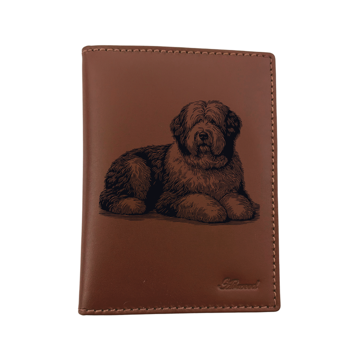 Old English Sheepdog LD Engraved Leather Passport Cover