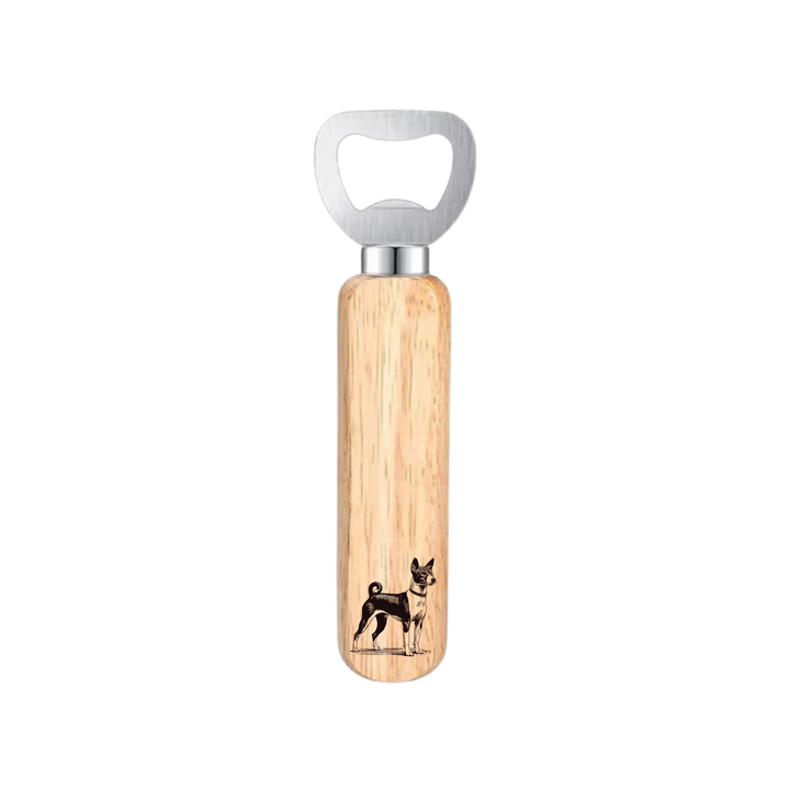 Basenji Engraved Wooden Bottle Opener