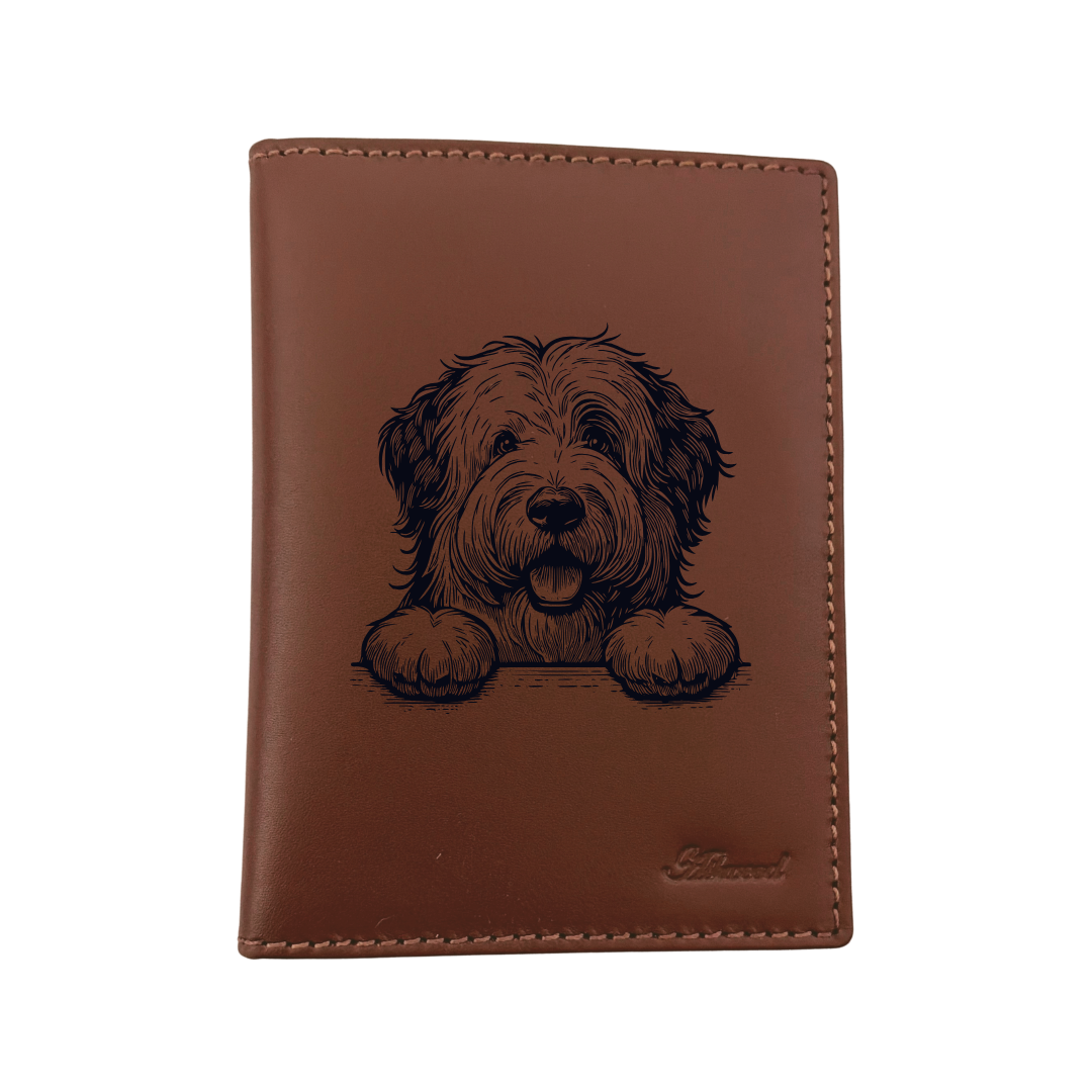 Old English Sheepdog Paws Engraved Leather Passport Cover