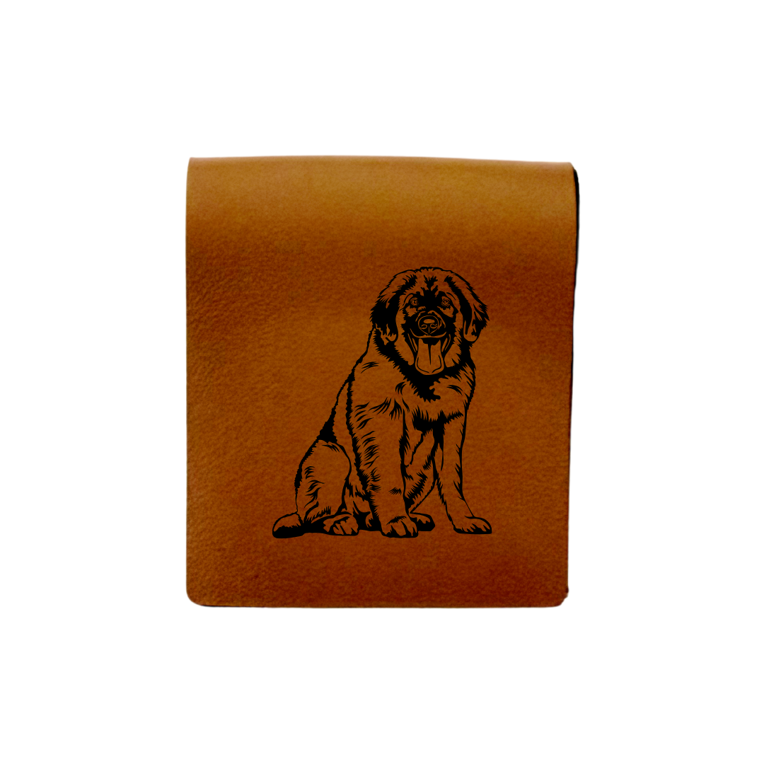 Leonberger Engraved Genuine Leather Magnetic Bookmark