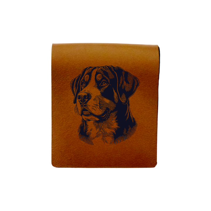 Great Swiss Mountain Dog Face Engraved Genuine Leather Magnetic Bookmark