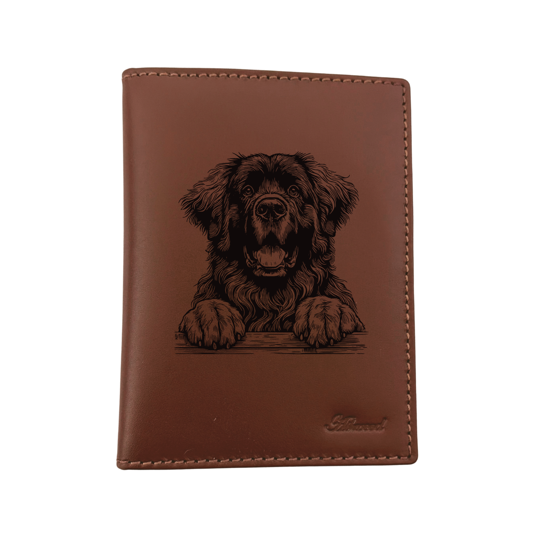 Leonberger Paws Engraved Leather Passport Cover