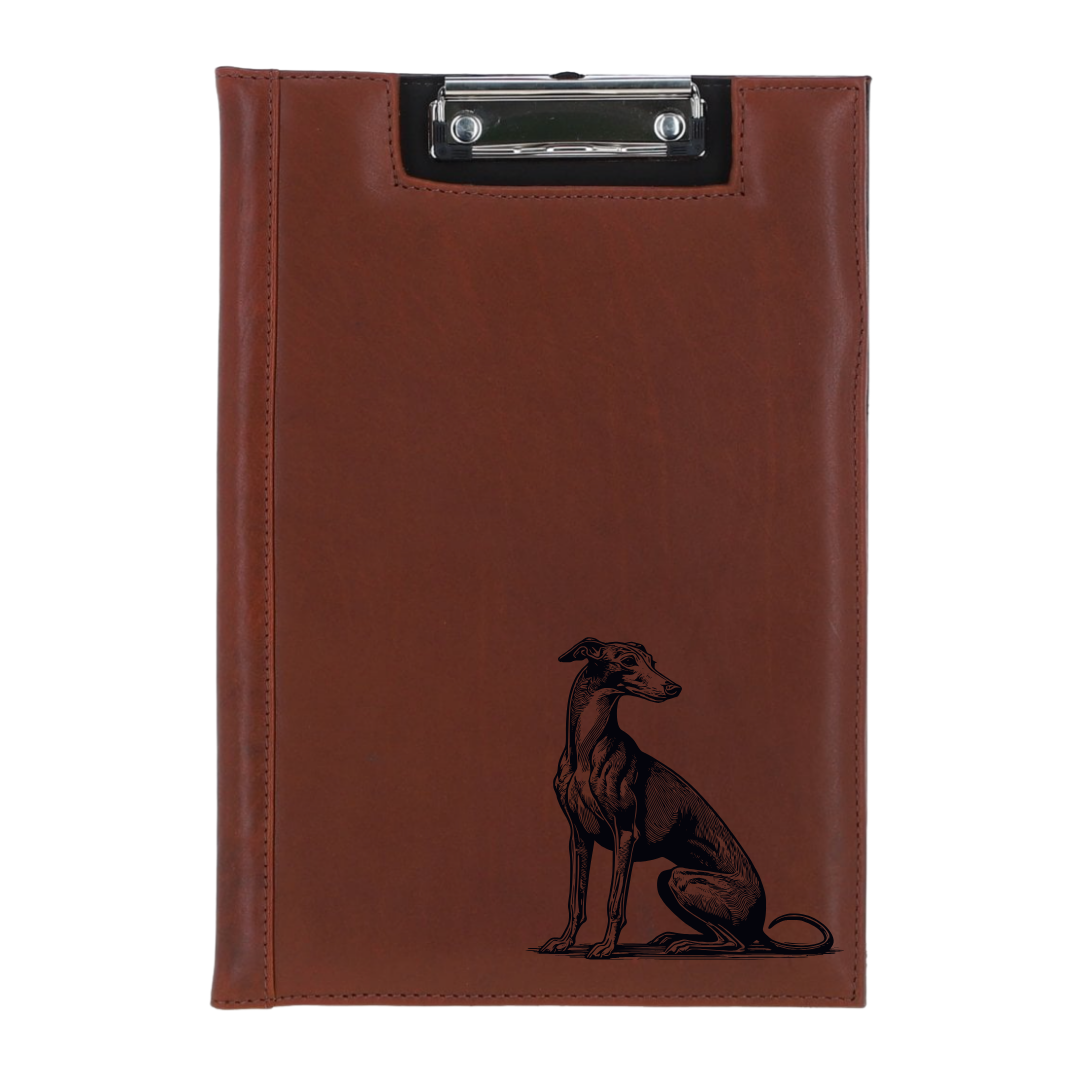 Italian Greyhound Sitting Engraved Leather Clipboard