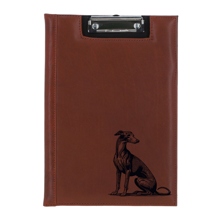Italian Greyhound Sitting Engraved Leather Clipboard