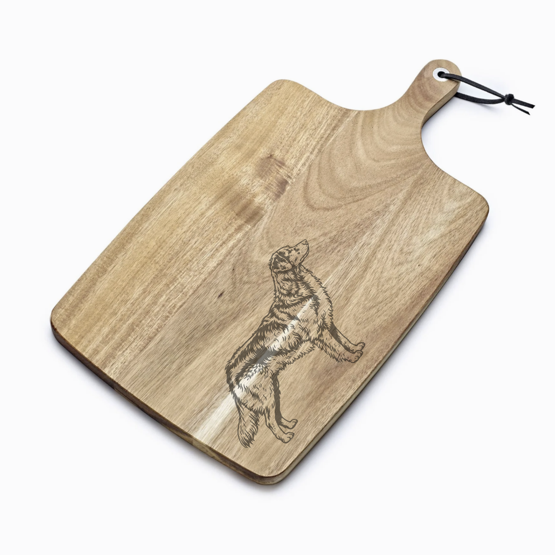 Personalised Nova Scotia Duck Tolling Retriever Standing Engraved Acacia Serving Board