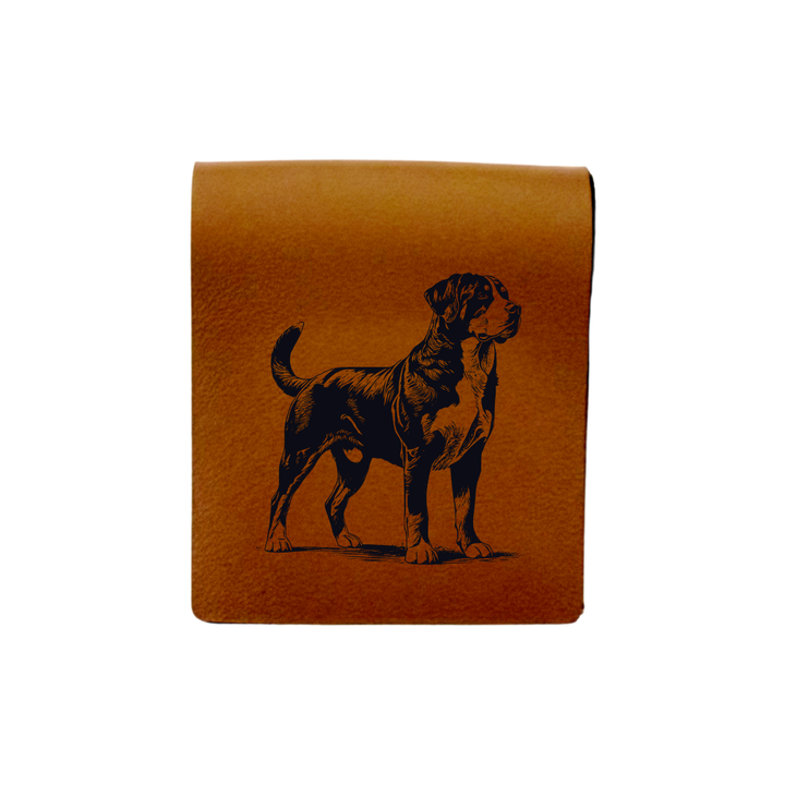 Great Swiss Mountain Dog Standing Engraved Genuine Leather Magnetic Bookmark