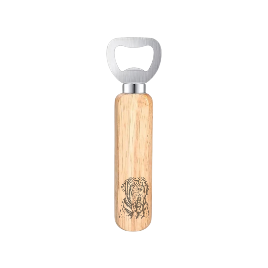 Neapolitan Mastiff Face Engraved Wooden Bottle Opener