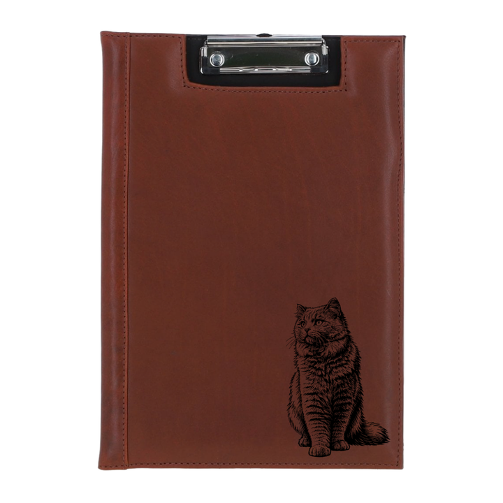 British Longhair Cat Sitting Engraved Leather Clipboard
